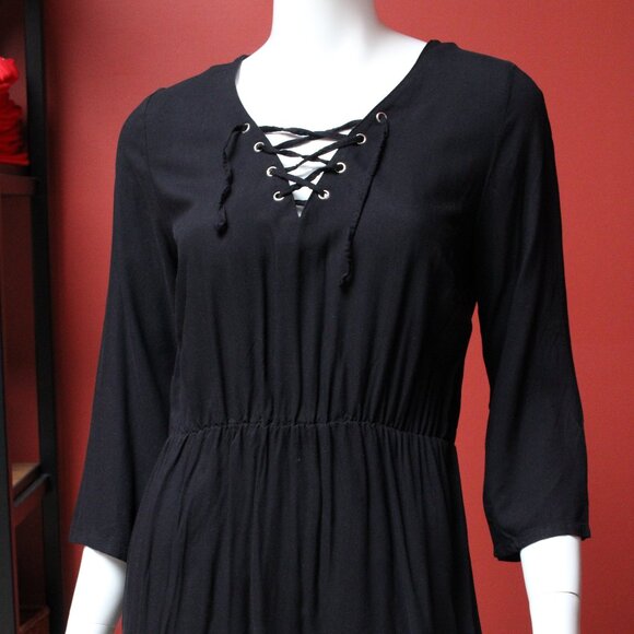 H&M DIVIDED Black Front Laced Dress - Picture 3 of 10